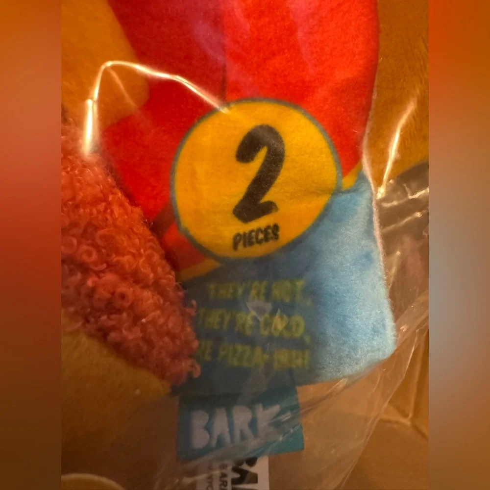 Bark Box Pizza snacks Dog Toy 3 part toy hide, squeak, crinkle NEW Pizza Rolls